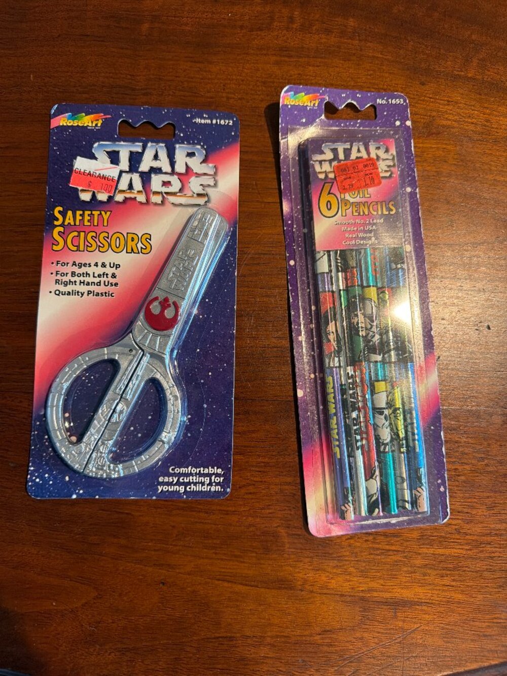 Vintage 1997 Star Wars RoseArt Safety Scissors AND 6 Foil Pencils Bundle - NIP